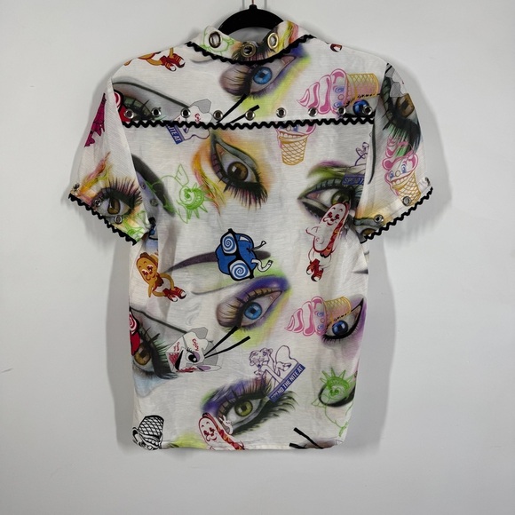 Kenzo Paris Multicolor Graphic Print Shirt Statement Short Sleeve Button Down 36 - Picture 10 of 13